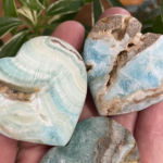 blue aragonite hearts at Integrative Healing Arts Studio Crystal Boutique